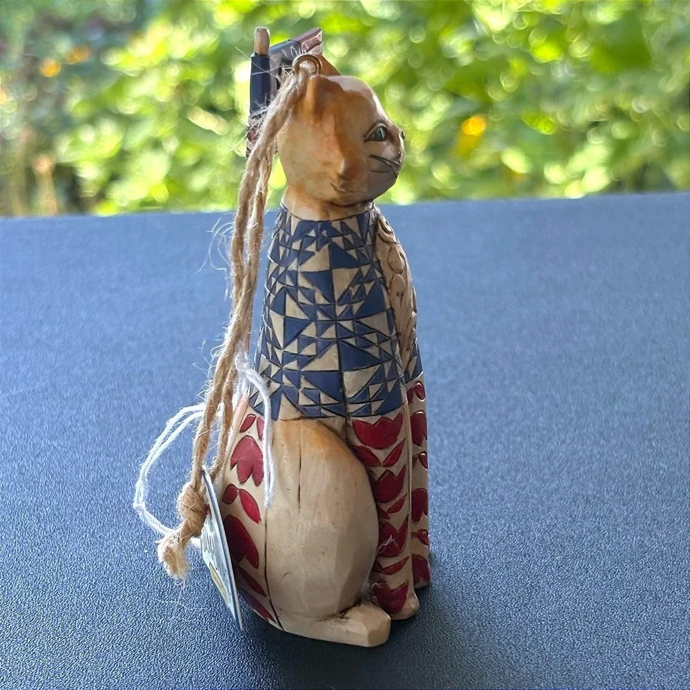 Jim Shore Heartwood Creek Patriotic Cat Ornament American Flag 2009